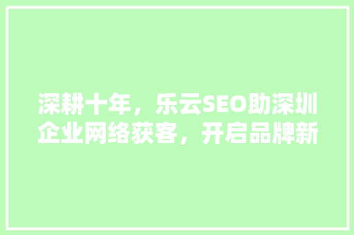 深耕十年，乐云SEO助深圳企业网络获客，开启品牌新篇章