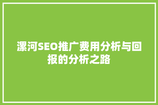 漯河SEO推广费用分析与回报的分析之路