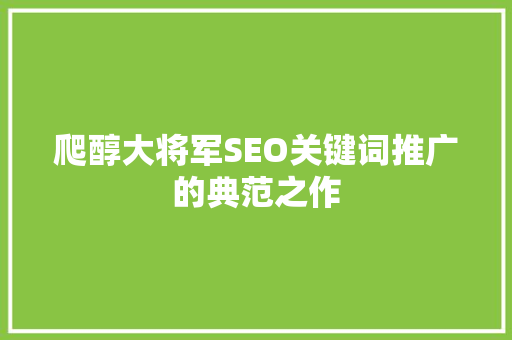 爬醇大将军SEO关键词推广的典范之作