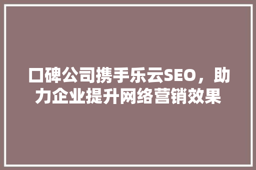 口碑公司携手乐云SEO，助力企业提升网络营销效果
