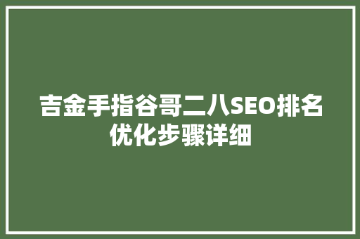 吉金手指谷哥二八SEO排名优化步骤详细