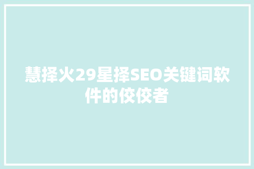 慧择火29星择SEO关键词软件的佼佼者