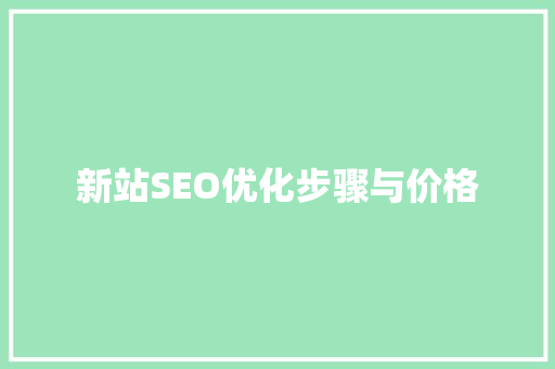 新站SEO优化步骤与价格