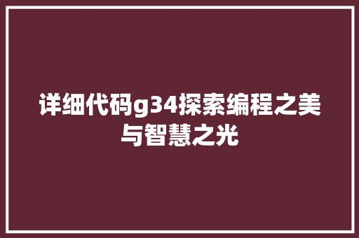 详细代码g34探索编程之美与智慧之光