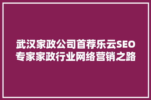 武汉家政公司首荐乐云SEO专家家政行业网络营销之路