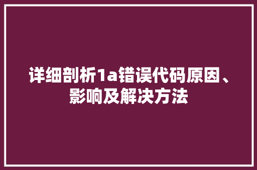 详细剖析1a错误代码原因、影响及解决方法