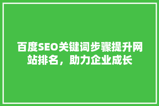 百度SEO关键词步骤提升网站排名，助力企业成长