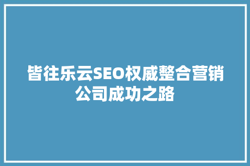 皆往乐云SEO权威整合营销公司成功之路