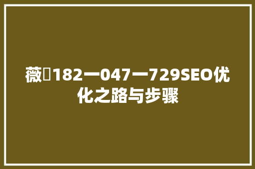 薇鈊182一047一729SEO优化之路与步骤