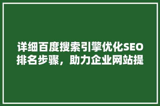详细百度搜索引擎优化SEO排名步骤，助力企业网站提升在线竞争力