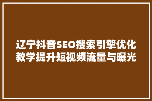 辽宁抖音SEO搜索引擎优化教学提升短视频流量与曝光率