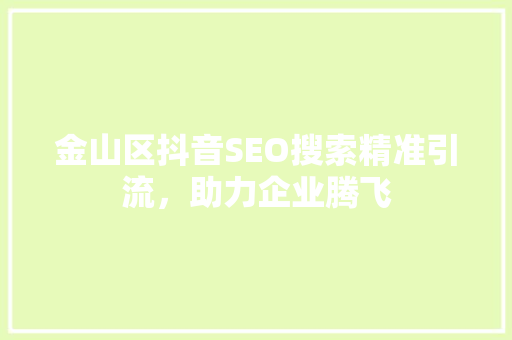 金山区抖音SEO搜索精准引流，助力企业腾飞
