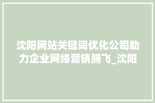 沈阳网站关键词优化公司助力企业网络营销腾飞_沈阳网站关键词优化公司