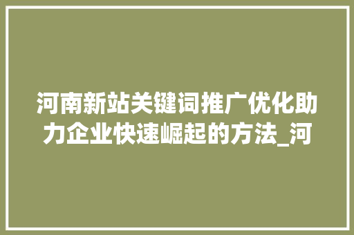 河南新站关键词推广优化助力企业快速崛起的方法_河南新站关键词推广优化