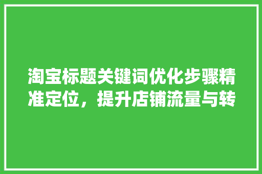淘宝标题关键词优化步骤精准定位，提升店铺流量与转化率_淘宝如何优化标题关键词