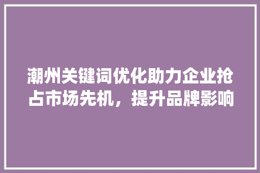 潮州关键词优化助力企业抢占市场先机，提升品牌影响力_潮州关键词优化公司方法
