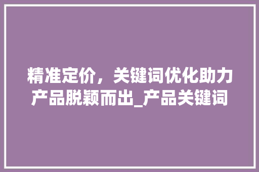 精准定价，关键词优化助力产品脱颖而出_产品关键词优化价格