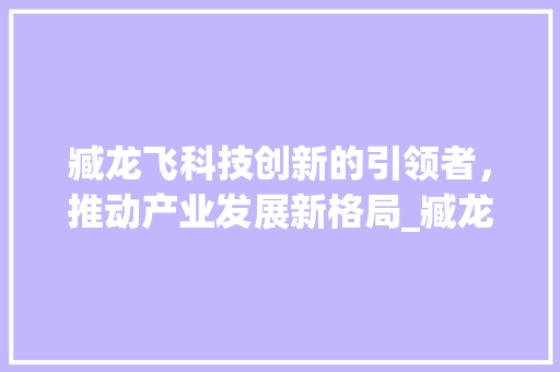 臧龙飞科技创新的引领者，推动产业发展新格局_臧龙飞关键词优化