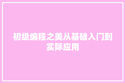 初级编程之美从基础入门到实际应用