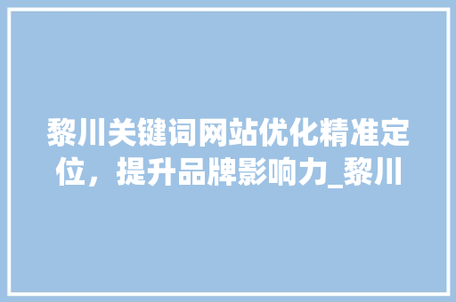 黎川关键词网站优化精准定位，提升品牌影响力_黎川关键词网站优化  第1张