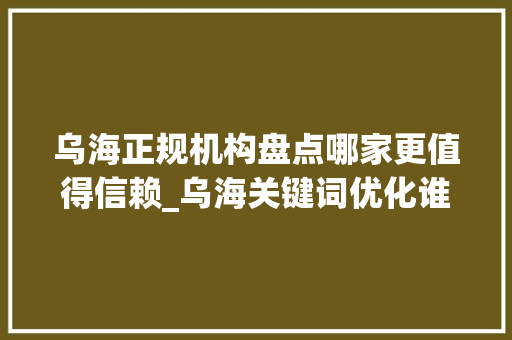 乌海正规机构盘点哪家更值得信赖_乌海关键词优化谁家正规