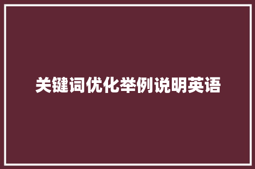 关键词优化举例说明英语
