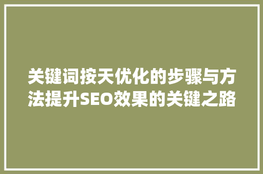 关键词按天优化的步骤与方法提升SEO效果的关键之路_怎么进行关键词按天优化