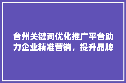 台州关键词优化推广平台助力企业精准营销，提升品牌影响力_台州关键词优化推广平台