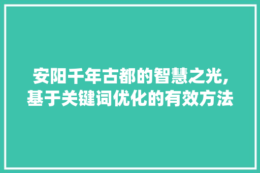 安阳千年古都的智慧之光,基于关键词优化的有效方法_安阳关键词优化有效果