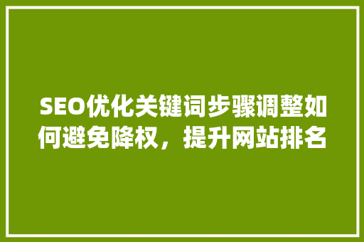 SEO优化关键词步骤调整如何避免降权，提升网站排名_优化关键词被降权