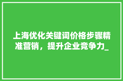 上海优化关键词价格步骤精准营销，提升企业竞争力_上海优化关键词价格