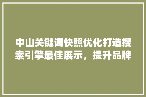 中山关键词快照优化打造搜索引擎最佳展示，提升品牌影响力_中山关键词快照优化