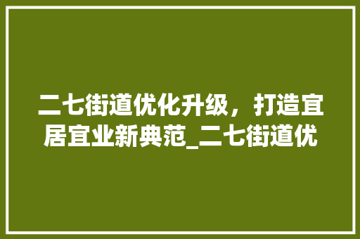 二七街道优化升级，打造宜居宜业新典范_二七街道优化关键词