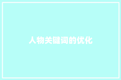 人物关键词的优化