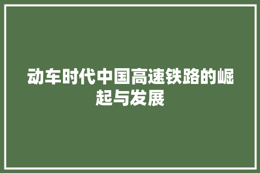 动车时代中国高速铁路的崛起与发展