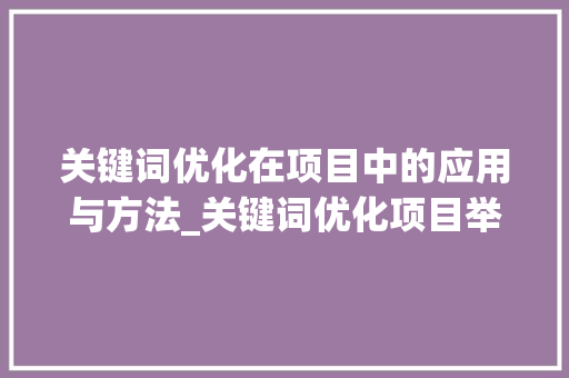 关键词优化在项目中的应用与方法_关键词优化项目举例