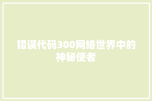 错误代码300网络世界中的神秘使者