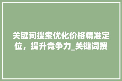 关键词搜索优化价格精准定位，提升竞争力_关键词搜索优化价格