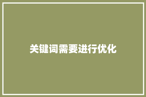 关键词需要进行优化