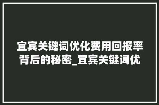 宜宾关键词优化费用回报率背后的秘密_宜宾关键词优化费用  第1张