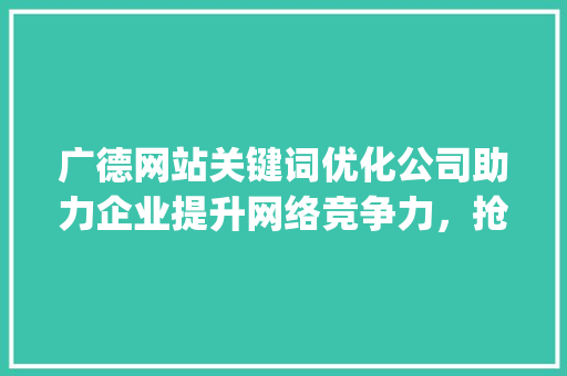 广德网站关键词优化公司助力企业提升网络竞争力，抢占市场先机_广德网站关键词优化公司