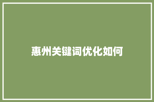 惠州关键词优化如何