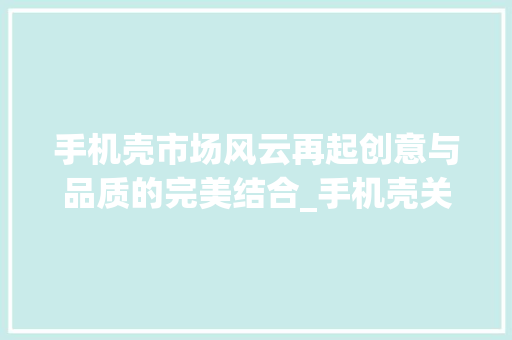 手机壳市场风云再起创意与品质的完美结合_手机壳关键词优化