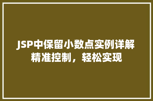 JSP中保留小数点实例详解精准控制，轻松实现