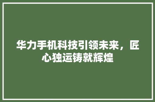 华力手机科技引领未来，匠心独运铸就辉煌