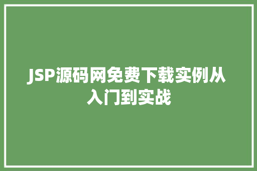 JSP源码网免费下载实例从入门到实战