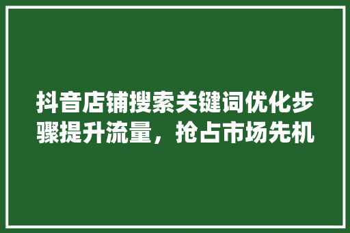 抖音店铺搜索关键词优化步骤提升流量，抢占市场先机_店铺抖音搜索关键词优化