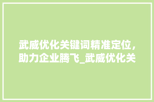 武威优化关键词精准定位，助力企业腾飞_武威优化关键词多少钱