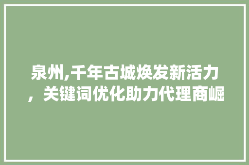 泉州,千年古城焕发新活力，关键词优化助力代理商崛起_泉州关键词优化代理商