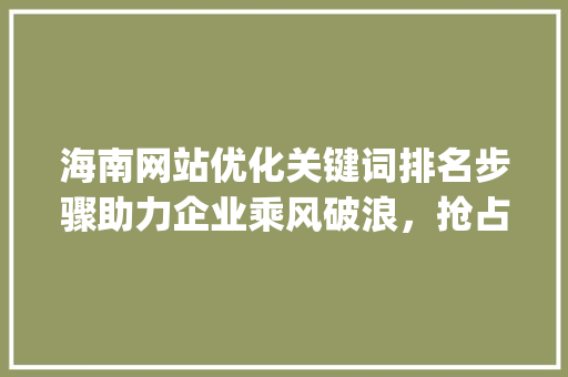 海南网站优化关键词排名步骤助力企业乘风破浪，抢占市场先机_海南网站优化关键词排名